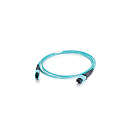 Кабельная сборка Hyperline FHD-MC3-503-MPOM12/PS-MPOF12/PS-A-1M-LSZH-AQ Патч-корд волоконно-оптический MPO (папа) - MPO (мама), 12 волокон, OM3, 40/10
