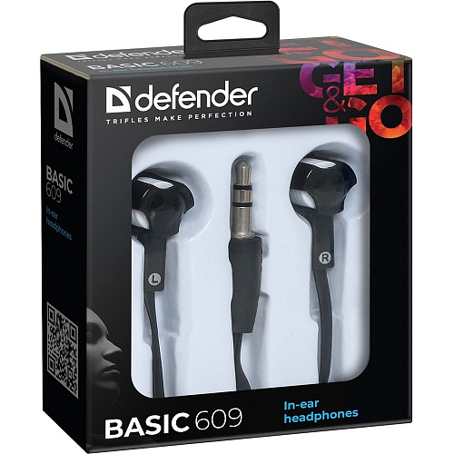 Defender Наушники вставки Basic 609 черный + белый [63609]