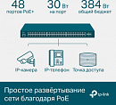 Коммутатор TP-Link SG3452P (L2+) 48x1Гбит/с 4SFP 48PoE+ 384W управляемый