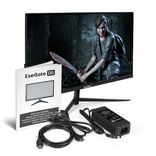 Монитор безрамочный 23.8" ExeGate ProSmart EV2407 (VA LED Grade A+, FHD, 1920x1080@75Гц, 16:9, 250cd/m2, 3000:1, 178°/178°, 5ms, D-Sub, HDMI, Flicker-