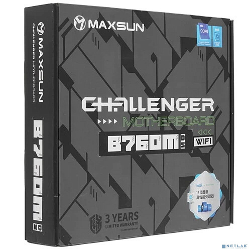 MAXSUN MS-Challenger B760M D5 WIFI (Socket 1700, mATX, 2*DDR5, VGA/HDMI, 3*SATA3, 2*M.2, 1*PCIEx16/1*PCIEx1, 2*USB2.0, 4*USB 3.2, LAN 1*1G, Bluetooth,