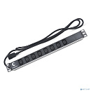CABEUS PDU-8I-2IEC БЛОК РОЗЕТОК ДЛЯ 19" ШКАФОВ, ГОРИЗОНТАЛЬНЫЙ, 8 РОЗЕТОК IEC 320 C13, 10 A, БЕЗ ВЫКЛЮЧАТЕЛЯ, АЛЮМИНИЕВЫЙ КОРПУС, ШНУР 2 М, ВИЛКА IEC