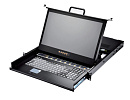 Консоль AMK508-17WCBRUD, монтаж в стойку 19", 1U, дисплей 17,3" TFT LCD, 1920 x1080, USB/PS2, 8 x KVM входов, русифицированная клавиатура, тачпад, 2