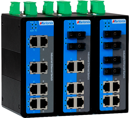 Управляемый промышленный Fast Ethernet коммутатор 2 уровня, 8 x 100M RJ45, питание 2 x 12~60VDC, монтаж на DIN-рейку