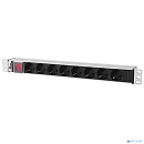 REM Блок розеток Rem-10 с выкл., 8 Schuko, 10 A, алюм., 19", шнур 1.8 м. 1,8 IEC 60320 C14 (R-10-8S-V-440-1.8)