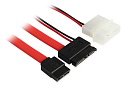 Комплект SATA-кабелей Slim Greenconnect GC- ST302 Slim SATA 13pin AM / SATAII 7pin AM / Molex 4pin AM, пакет, 50 см