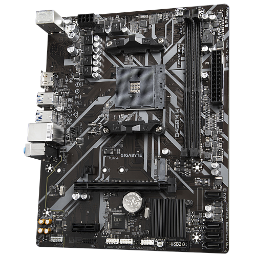 Материнская плата/ MB GIGABYTE AMD B450 sAM4, 2xDDR4(64GB), D-SUB/HDMI 2.0, 1xPCIe 3.0x16, 1xPCIe 2.0, 1xLAN, 4xSATA 6Gb/s, 1xM.2, 4xUSB 3.2, 2xUSB
