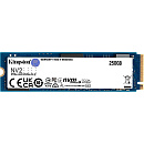 Твердотельный накопитель/ Kingston SSD NV2, 250GB, M.2(22x80mm), NVMe, PCIe 4.0 x4, 3D TLC, R/W 3000/1300MB/s, TBW 80, DWPD 0.3 (3 года)