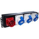 Блок розеток 19", 3-фазный без выключателя, 32A / 380V,1х3 IEC309, без шнура питания, разъем IEC309
