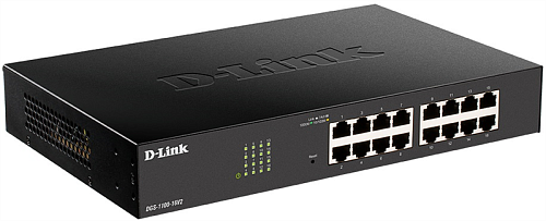 Коммутатор D-LINK DGS-1100-16V2/A1A,L2 Smart Switch with 16 10/100/1000Base-T ports8K Mac address, 802.3x Flow Control, 802.3ad Link Aggregation, Port Mirroring,
