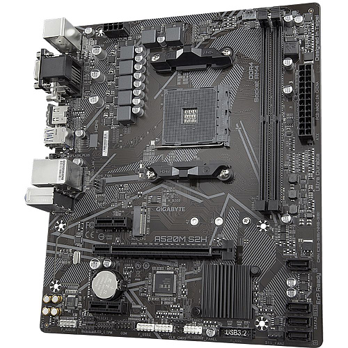 Материнская плата Gigabyte A520M S2H, Socket AM4, AMD A520, 2xDDR4-3200, D-SUB+DVI-D+HDMI, 1xPCI-Ex16, 2xPCI-Ex1, 4xSATA3(RAID 0/1/10), 1xM.2, 8 Ch Au
