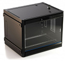 Шкаф коммутационный Hyperline (TWB-FC-1266-GP-RAL9004) настенный 12U 600x600мм пер.дв.стекл 60кг черный 662мм IP20 сталь