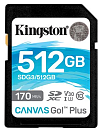 Kingston Secure Digital Flash Card 512GB SDXC Canvas Go Plus 170R C10 UHS-I U3 V30