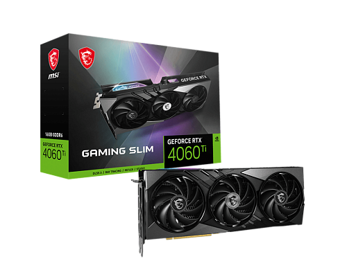 Видеокарта/ VGA MSI NVIDIA GeForce RTX 4060 Ti GAMING SLIM 16G 16GB, GDDR6/128-bit, PCIe 4.0, 1xHDMI 2.1, 3xDP, 2.3-slot