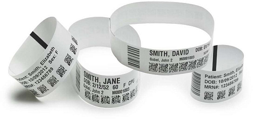 Этикетки в виде браслета полипропилен 25х279мм белый Wristband, Polypropylene, 1x11in (25.4x279.4mm); DT, Z-Band Direct, Coated, Permanent Adhesive,