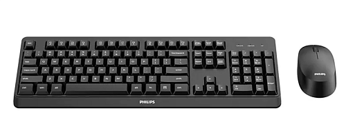 Philips Беспроводной Комплект SPT6307BL (Клавиатура SPK6307BL+Мышь SPK7307BL) 2.4GHz 104 клав/3 кнопки 1600dpi, русская заводская раскладка, чёрный