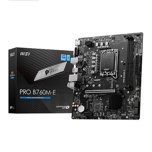 Материнская плата MSI PRO B760M-E B760, LGA1700, 2*DDR5, 1*PCIEx16, 1*PCIEx1, 1*M.2, 4*USB3.2Gen1, 8*USB2.0, 4*SATA3.0, 1G, VGA, HDMI, M-ATX, RTL