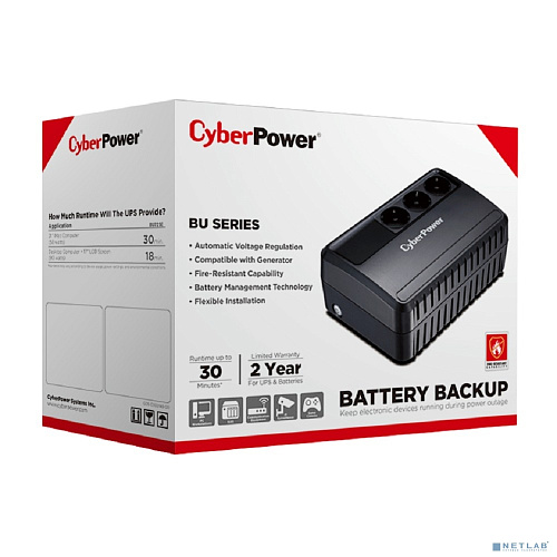 CyberPower BU725E ИБП {Line-Interactive, 725VA/390W (3 EURO), 12В/5 Ач х 1}