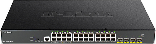 Коммутатор D-LINK Коммутатор/ DGS-1250-28XMP Smart L2 Switch 24x1000Base-T PoE, 4х10GBase-X SFP+, PoE Budget 370W, CLI, RJ45 Console
