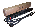 Блок розеток Блок розеток 19", 1-фазный с выключателем, 16A / 250V, 8xSchuko, шнур 3.0 м, вилка Schuko