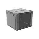 Настенный шкаф Wize Pro [W9UQSR] 19", 9U, быстрая сборка без инструментов, 600х600 мм, стеклянная передняя дверь, задняя стенка металлическая, неоткид
