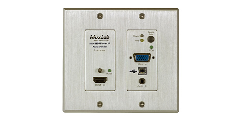 Встраиваемый трансмиттер MuxLab [500777-TX-WH] HDMI/VGA/USB over IP PoE, UHD-4K цвет - белый