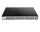 Коммутатор D-Link PROJ Управляемый L2 PoE-коммутатор, 48x1000Base-T PoE, 4x1000Base-X SFP, PoE-бюджет 193 Вт, защита от статического электричества до