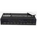 ORIENT HDMI 4K Switch/Splitter HSP0208H, 2->8, HDMI 1.4/3D, UHDTV 4K(3840x2160)/HDTV1080p/1080i/720p, HDCP1.2, пульт ДУ, внешний БП 5В/3A, метал.корпу