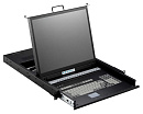Консоль для стойки 19" SMK990-19UBRU, высота 1U, чёрный цвет, 16 портовых KVM переключателей.