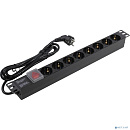 Exegate EX280843RUS Блок розеток ExeGate ServerPro PDU-19H804 Al-8S-EU2.5-SW, 19",1U,алюм, 8Schuko, евровилка, 2.5м