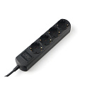PowerCube Удлинитель (PC-1B-1,5M) 1.5м, 4 розетки, 10А, без выключателя, черный графит