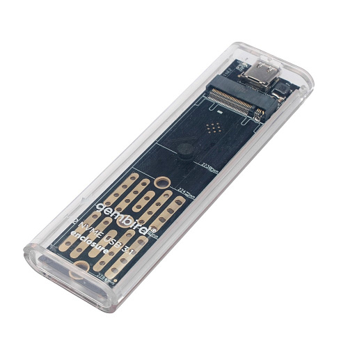 Корпус Gembird EEM2-NVME-2 Внешний USB 3.1 для M2 NVME порт Type-С, пластик, прозрачный