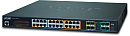 Коммутатор PLANET Technology Corporation PLANET L2+/L4 24-Port 10/100/1000T 802.3at PoE with 4 shared SFP + 4-Port 10G SFP+ Managed Switch, with Hardware Layer3 IPv4/IPv6 Static