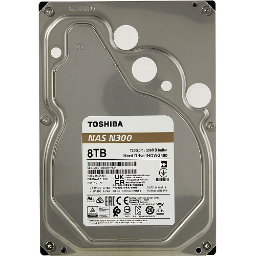 Жесткий диск/ HDD Toshiba N300 NAS SATA3 8Tb 3.5"" 7200 256Mb 1 year warranty (analog HDWG180UZSVA)
