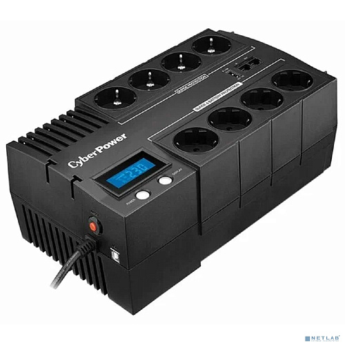 CyberPower BR700ELCD ИБП {Line-Interactive, 700VA/420W USB/RJ11/45/USB charger A (4+4 EURO), 12В/7,2 Ач х 1}