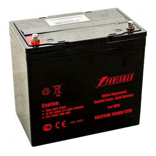Батарея POWERMAN Battery CA12500, напряжение 12В, емкость 50Ач, макс. ток разряда 500А, макс. ток заряда 15А, свинцово-кислотная типа AGM, тип клемм M