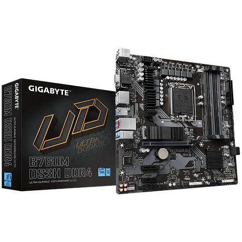 Материнская плата Gigabyte B760M DS3H DDR4, Socket 1700, Intel®B760, 4xDDR4-3200, D-SUB+HDMI+DP+DP, 1xPCI-Ex16, 2xPCI-Ex1, 4xSATA3(RAID 0/1/5/10), 2xM