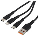 Кабель USB (M)-LIGHTNING/ MICROUSB 3IN1 BLACK 1M GOPOWER