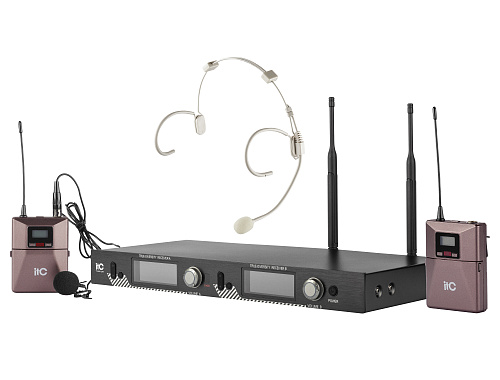 Радиосистема [T-521UW] ITC, UHF двухканальная радиосистема с головным и петличным микрофонами. LCD дисплей. True Diversity. Одновременная работа до 6
