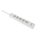 Harper Сетевой фильтр с USB зарядкой UCH-560 White (5 роз.,3м.,3 x USB 2.4A (max 3.4A), 4000W) {H00003014}