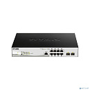 D-Link DGS-1210-10P/ME/B1A Управляемый L2 коммутатор с 8 портами 10/100/1000Base-T и 2 портами 1000Base-X SFP (8 портов PoE 802.3af/at, PoE-бюджет 78