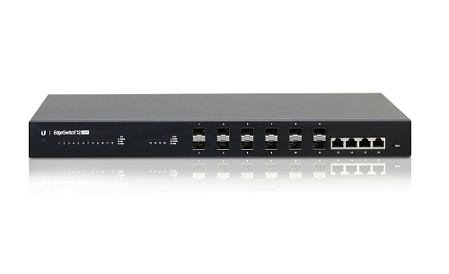 Коммутатор UBIQUITI [ES-12F-EU] EdgeSwitch 12 Fiber управляемый, с возможностью размещения в стойке, 12х SFP, 4х Gigabit RJ45