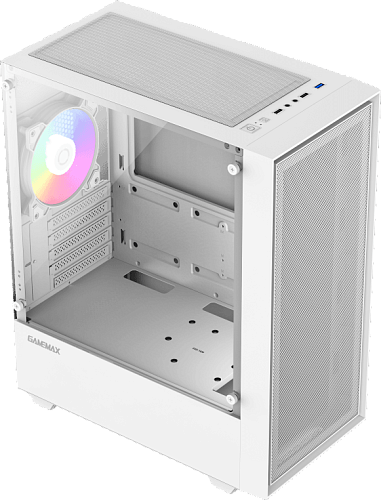Компьютерный корпус mATX, без блока питания/ Gamemax STORM WH mATX case, white, w/o psu, w/1xUSB3.0+2xUSB2.0, Combo Audio, w/1x12cm FRGB rear fan