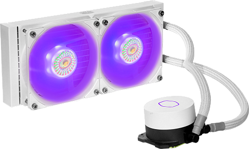 Система охлаждения/ Cooler Master MasterLiquid ML240L V2 RGB White Edition (210W, 240mm, RGB, fans: 2x120mm/62CFM/27dBa/1800rpm, 1700/1200/115X/2066