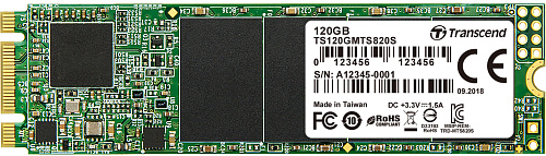 Твердотельный накопитель/ Transcend SSD 820S, 120GB, M.2(22x80mm), SATA3, 3D TLC, R/W 500/350MB/s, IOPs 28 000/75 000, TBW 40, DWPD 0.3 (3 года)