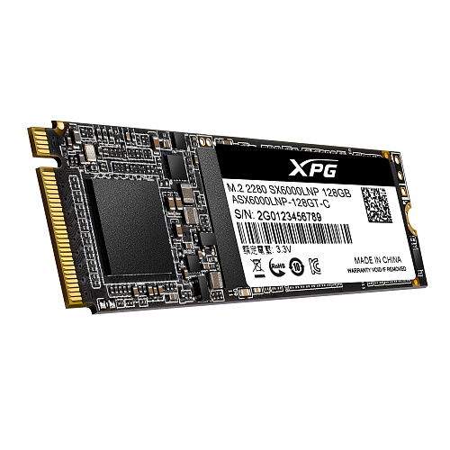Твердотельный накопитель/ ADATA SSD SX6000Lite, 128GB, M.2(22x80mm), NVMe 1.3, PCIe 3.0 x4, 3D TLC, R/W 1800/600MB/s, IOPs 100 000/130 000, TBW 60,