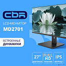 CBR LCD Монитор 27" MD-2701 безрамочный, IPS, FHD 1920x1080, 100Гц, Динамики 2*3W, HAS, Pivot, 1*DP/1*HDMI, внутренний БП, FreeSync, черный, кабель HD