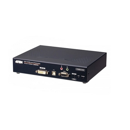 DVI KVM-удлинитель с доступом через IP, Gigabit Ethernet, аудио,RS232, USB, видео (1920 x 1200 @ 60Гц), возможность подключения двух дисплеев, мышь, к