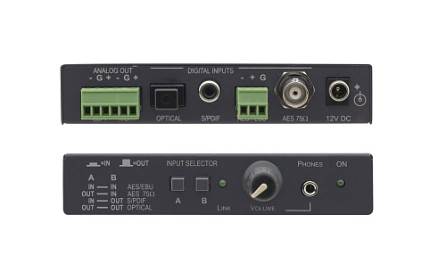 Преобразователь сигнала Kramer Electronics 6410N цифровых звуковых сигналов в симметричные аналоговые с перетактированием и контролем АЧХ, 32, 44.1, 4