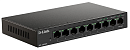 коммутатор D-Link Неуправляемый PoE-коммутатор, 8x100Base-TX PoE, 1x1000Base-T, PoE-бюджет до 117 Вт, защита от статического электричества до 6 кВ, ко